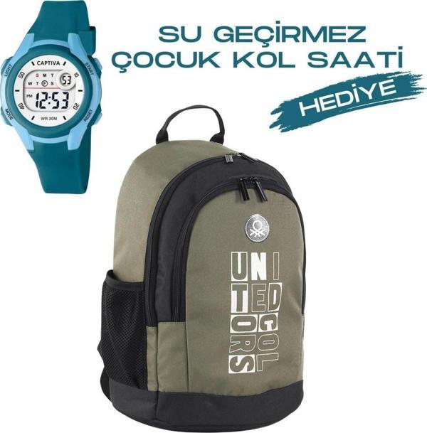 Çocuk Kol Saati Hediyeli Benetton Büyük Kapasiteli Çocuk Okul Çantası B.NT.04292 - Image 1