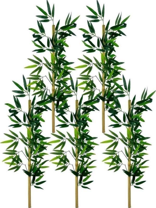 Netten Evime 5li Set Yapay Bambu Sopası 10 Yapraklı 90 cm Yapay Çiçek Bambu Duvarı Separatör Çiçeği Yapay Çiçek - Image 1