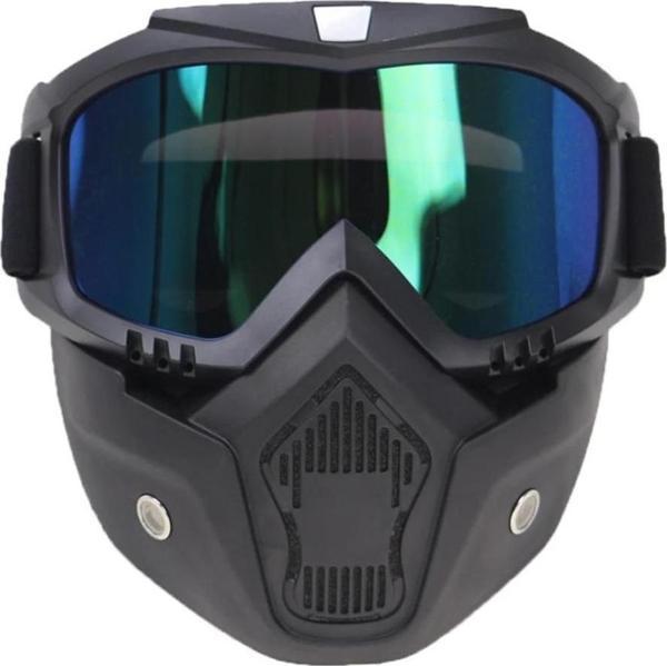 Cross Motosiklet Bisiklet Gözlüğü Açık Kask Maskesi Süngerli Bant Lastikli Jet Maske Mavi Cam - Image 1