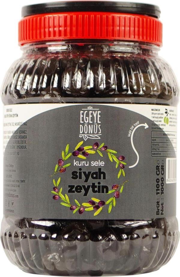 Egeye Dönüş Çok Az Tuzlu Kuru Sele Siyah Zeytin (KURUTMA SİYAH LİGHT ZEYTİN) - 1 Kg. - Image 1