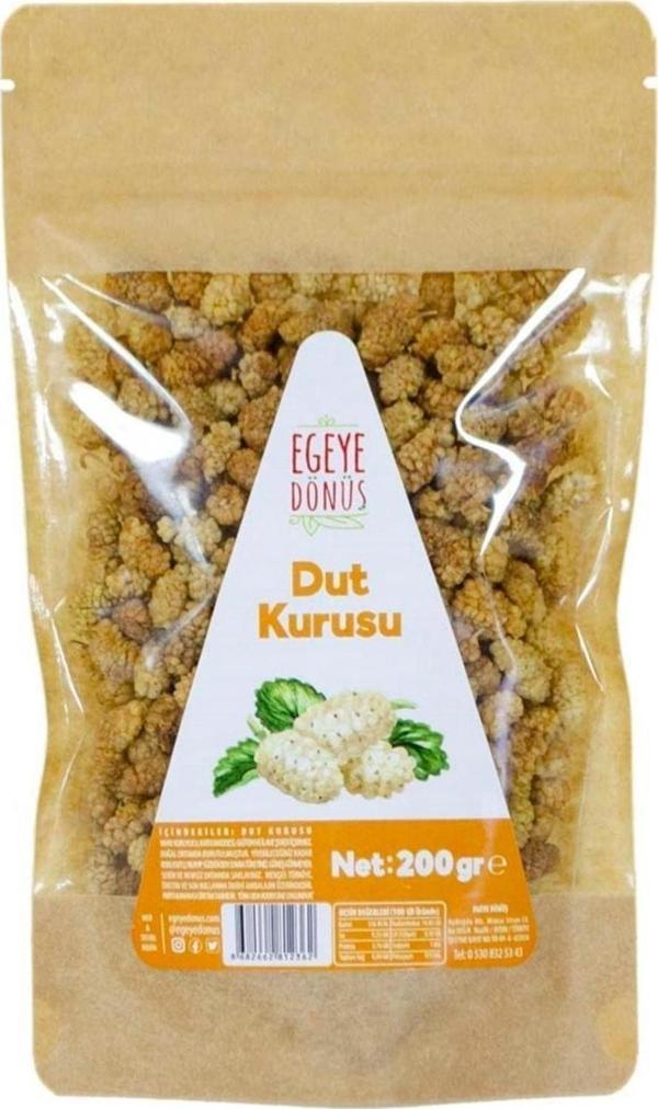 Egeye Dönüş Dut Kurusu - 200 Gr. (İLAVE ŞEKERSİZ - DOĞAL KURUTULMUŞ - KURUYEMİŞ - KATKI KORUYUCU İÇERMEZ) - Image 1