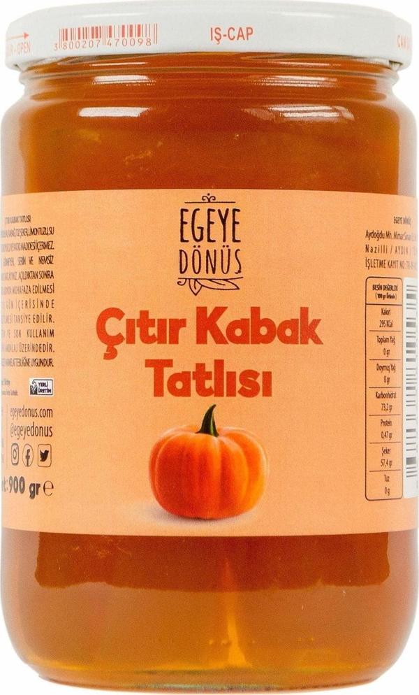 Egeye Dönüş Geleneksel Çıtır Kabak Tatlısı Kireçte Balkabağı Reçeli Cam Kavanoz - 900 Gr. - Image 1
