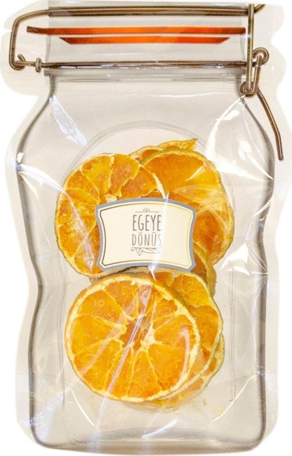 Egeye Dönüş Mandalina Meyve Kurusu Cipsi - 25 Gr. - Kavanoz Görünümlü Kilitli Poşet - Kilitli Saklama Poşeti - Image 1