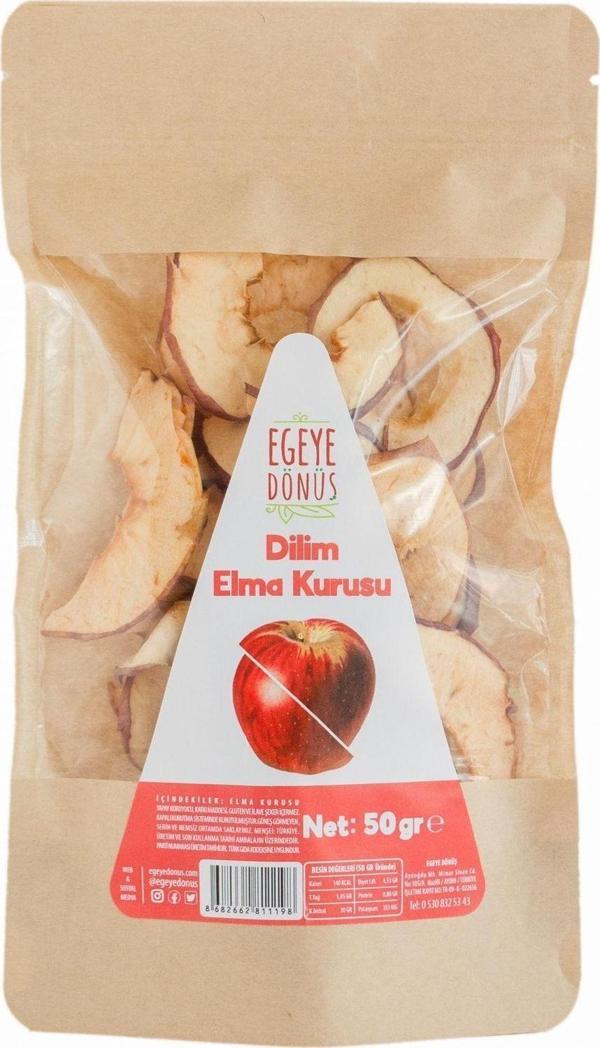 Egeye Dönüş Şekersiz Elma Meyvesi Kurusu (DİLİM) Cipsi - 50  gr (YÜKSEK AROMA-KOKTEYL MEYVESİ-KORUYUCU İÇERMEZ) - Image 1