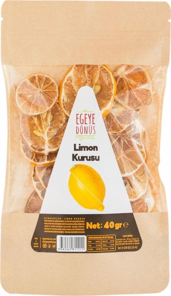 Egeye Dönüş Şekersiz Limon Meyvesi Kurusu Cipsi - 40  gr (YÜKSEK AROMA - KOKTEYL MEYVESİ -KORUYUCU İÇERMEZ) - Image 1