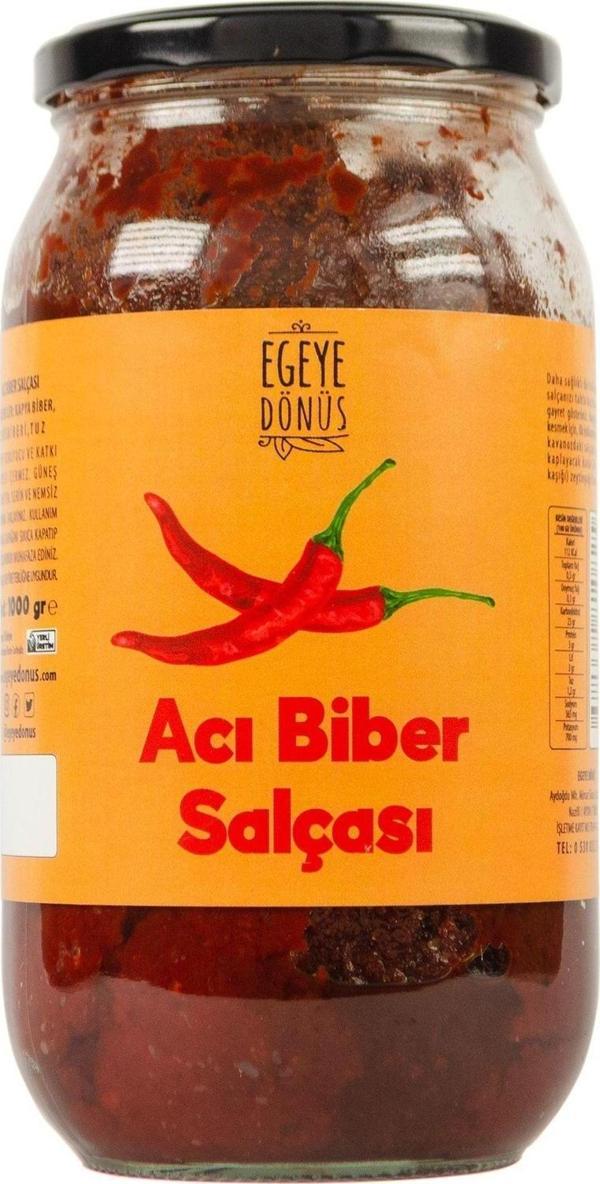 Egeye Dönüş Yöresel Evyapımı Acı Biber Salçası Cam Kavanoz-1 Kg(GELENEKSEL YÖNTEMLE ÜRETİLMİŞTİR KATKI İÇERMEZ) - Image 1