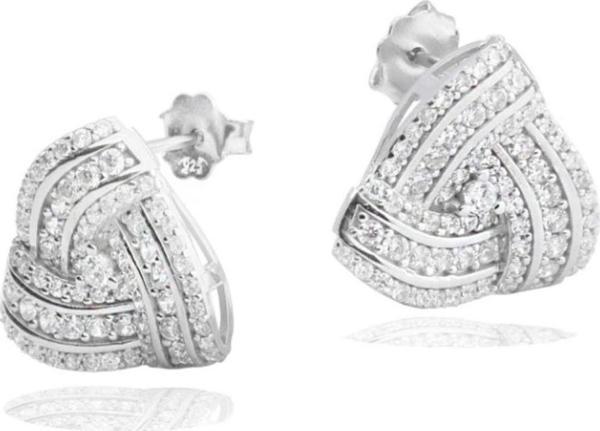 Diamond Business Üçgen Form Işıltılı Kadın Gümüş Küpe - Image 1