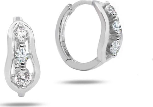 Zirkon Taşlı Diamond Simple Style Halka Kadın Gümüş Küpe 17 MM - Image 1