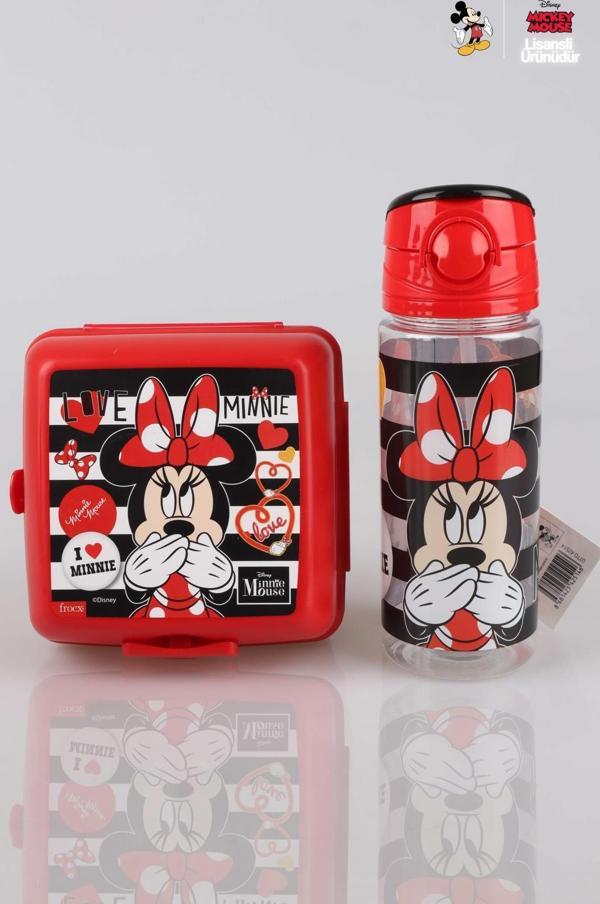 YENİ SEZON LİSANSLI MINNIE MOUSE BESLENME KABI VE TRITAN MATARA 500 ML BESLENME SETİ - Image 1