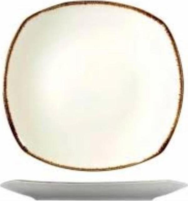 Kütahya Porselen Kare Servis ve Kahvaltı Tabağı Krem 3 lü 23 cm  - Image 1