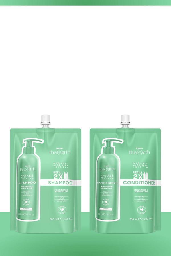 Tresan The Earth Organic Aloe Vera +Biotin Şampuan & Saç Kremi Refill Pouch 500 Ml - Image 1