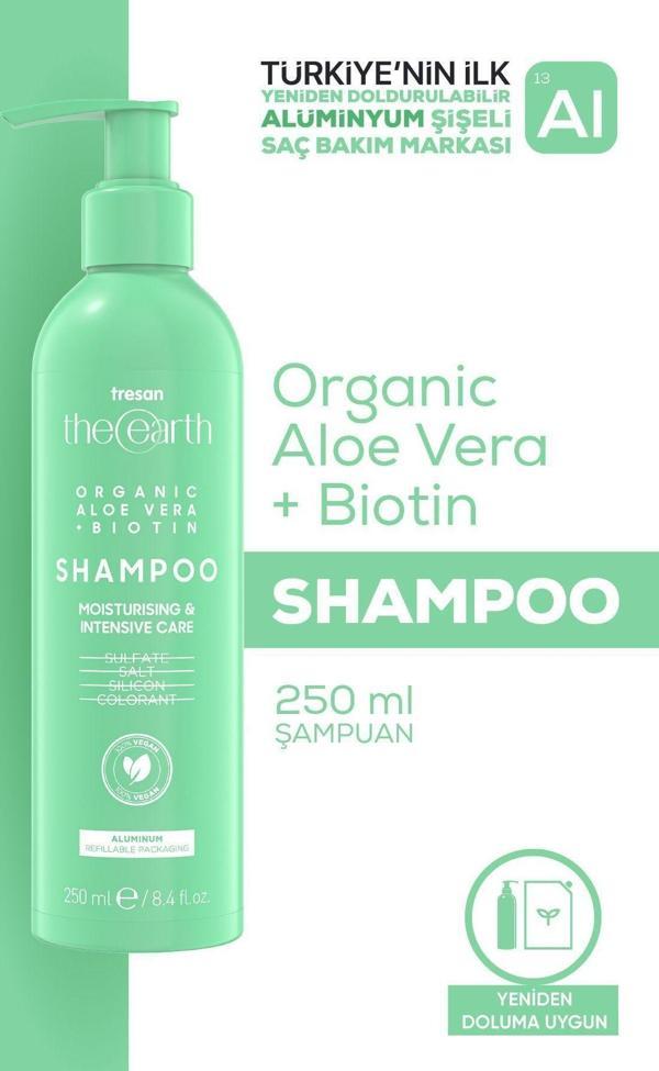 Tresan The Earth Organic Aloe Vera +Biotin Şampuan 250 Ml - Image 1