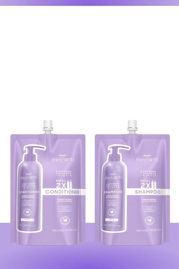 Tresan The Earth Plant Based Collagen +Biotin Şampuan & Saç Kremi Refill Pouch 500 Ml - Image 1