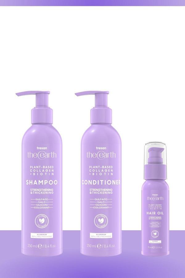 Tresan The Earth Plant Based Collagen +Biotin Şampuan 250 Ml + Saç Kremi 250 Ml + Saç Yağı 75 Ml - Image 1