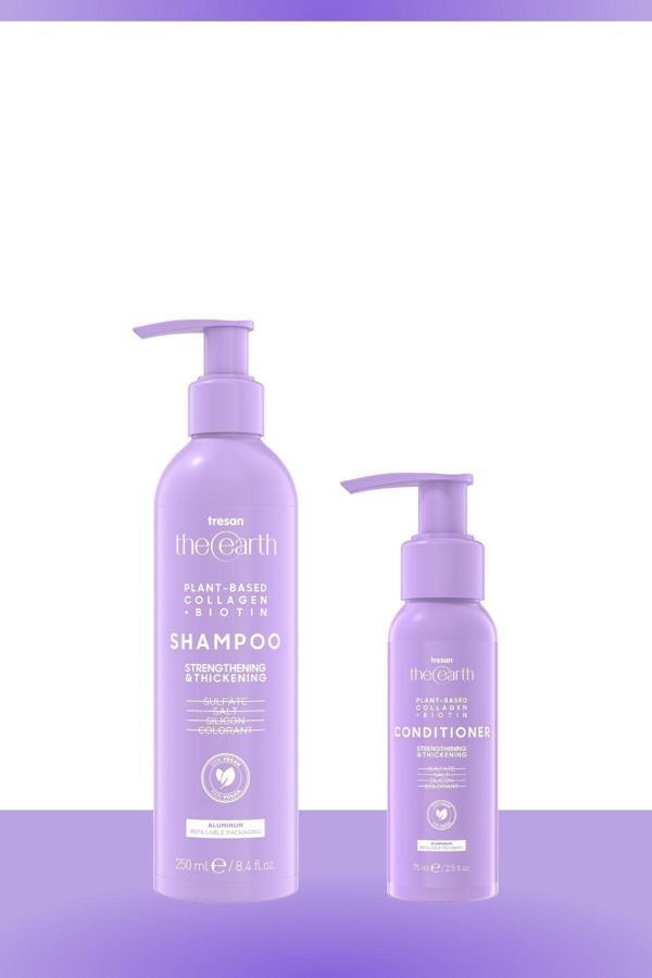 Tresan The Earth Plant Based Collagen +Biotin Şampuan 250 Ml Saç Kremi 75 Ml - Image 1