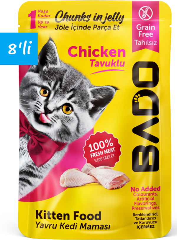 Bado Yavru Yaş Kedi Maması Tavuk Etli 85Gr 8'li - Image 1