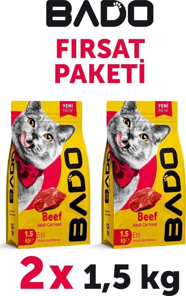 Bado Yetişkin Kedi Maması Etli Biftekli 1,5 Kg 2'li - Image 1