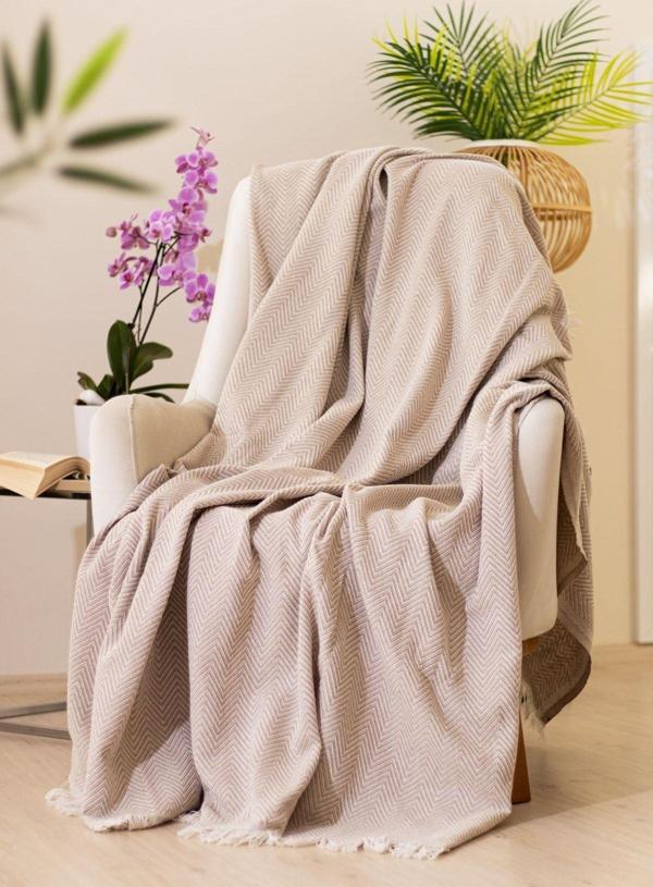 Dokuma Cozy Comfort Bej Tv Örtüsü - Image 1