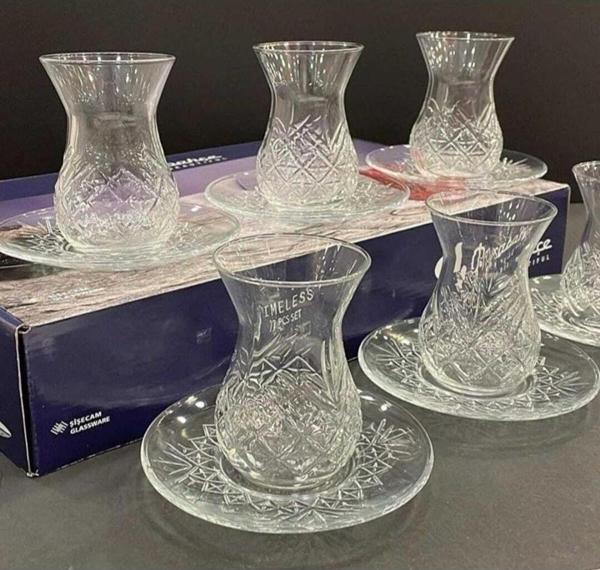 Paşabahçe timeless kesme kristal çay bardağı seti takımı - 12 parça çay seti 96992 - Image 1