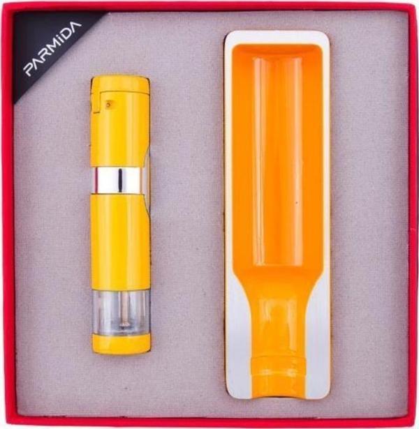 Parmida Tek Torch Çakmak Tekli Küllük İkili Sarı Puro Seti - Image 1