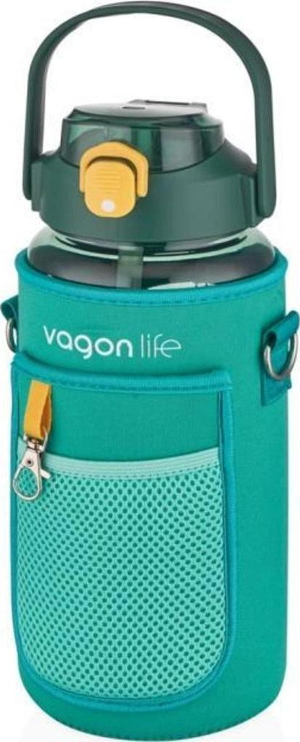 Vagonlife VGN2115 1500ml Yeşil Pipetli Kılıflı Matara - Image 1