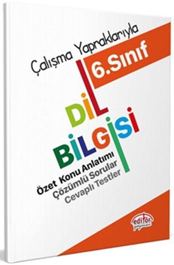 6. Sınıf Çalışma Yapraklarıyla Dil Bilgisi Editör Yayınları - Editör Yayınevi - Image 1