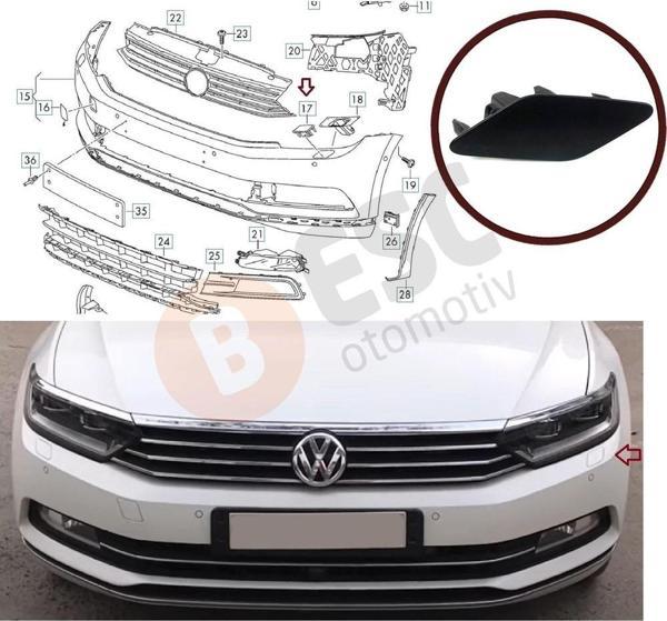 ESC Otomotiv ESP1019 1 VW Passat 2015-2019 için Far Yıkama Kapağı Sol 3G0807937 - Image 1