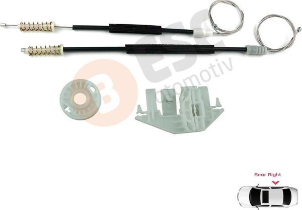 ESC Otomotiv EWR5435 Peugeot 406 8B 8E/F 1995-2004 4/5 Kapı 0130821924 İçin Arka Sağ Kapı Cam Kriko Tamir Seti - Image 1