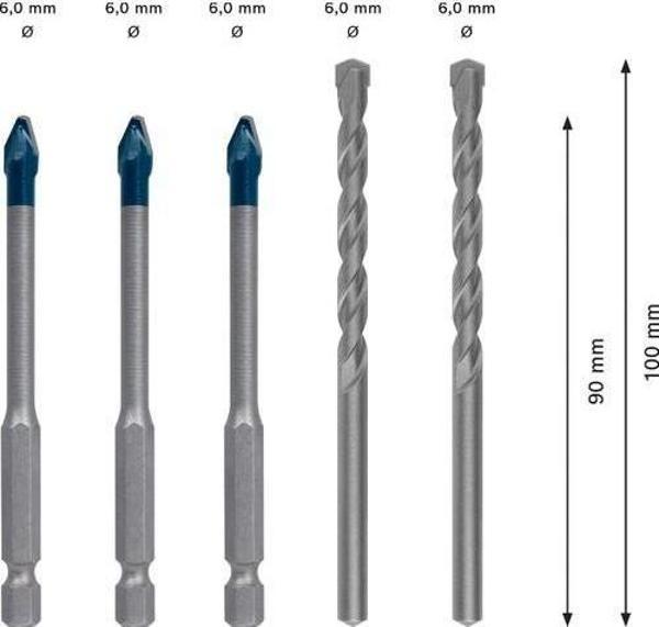 Bosch Expert Hex-9 Hardceramic Delme Ucu Karışık Seti 6 mm 5 Parça - Image 1