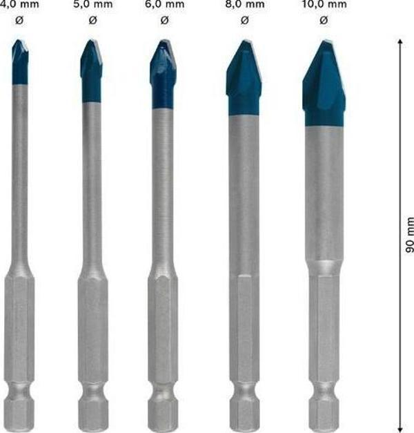Bosch Expert Hex-9 Hardceramic Delme Ucu Seti 4/5/6/8/10 mm 5 Parça - Image 1