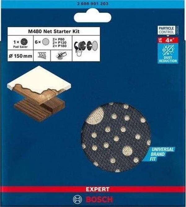 Bosch Expert M480 Başlangıç Kiti, Eksantrik Zımpara Makineleri Için, 150 mm 7 Parça - Image 1