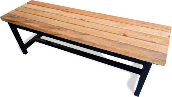 Sırtsız Ahşaplı Metal Bank Bahçe Piknik Masası Oturağı - Image 1