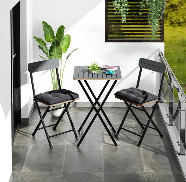 Eportatif Bistro Takım Minderli Bahçe Masa Sandalye Füme 1402 - Image 1