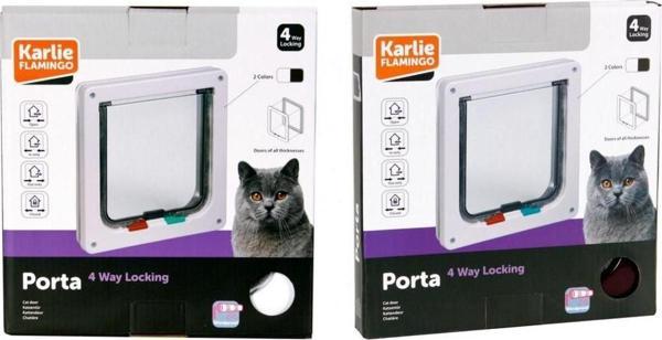 Karlıe 4 Yön Kilitli Kedi Kapısı 19,2x20cm Beyaz - Image 1