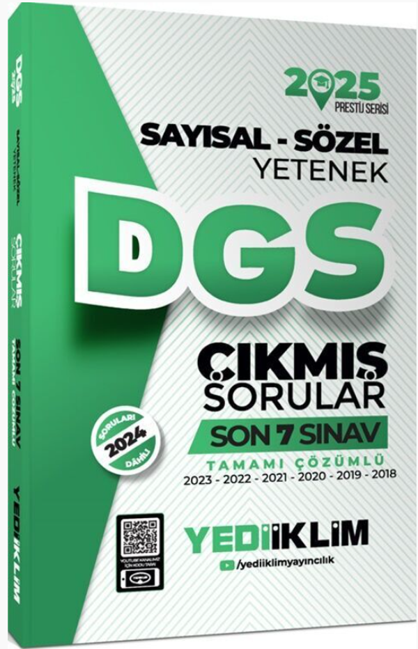 2025 DGS Sayısal Sözel Yetenek Tamamı Çözümlü Son 7 Sınav Çıkmış Sorular - Yediiklim Yayınları - Image 1