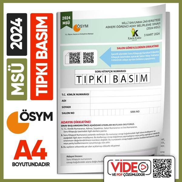 2024 MSÜ ÖSYM Tıpkı Basım Çıkmış Soru Deneme Kitapçığı (Video Çözümlü Türkiye Geneli) - Karakutu Yayınları - Image 1