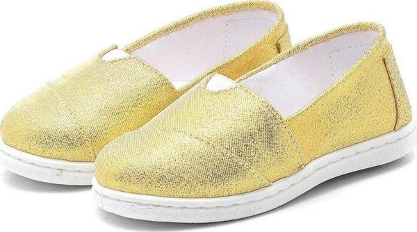 Pullu Toms Çocuk Keten Babet Ayakkabı-SARI-F-487 - Image 1