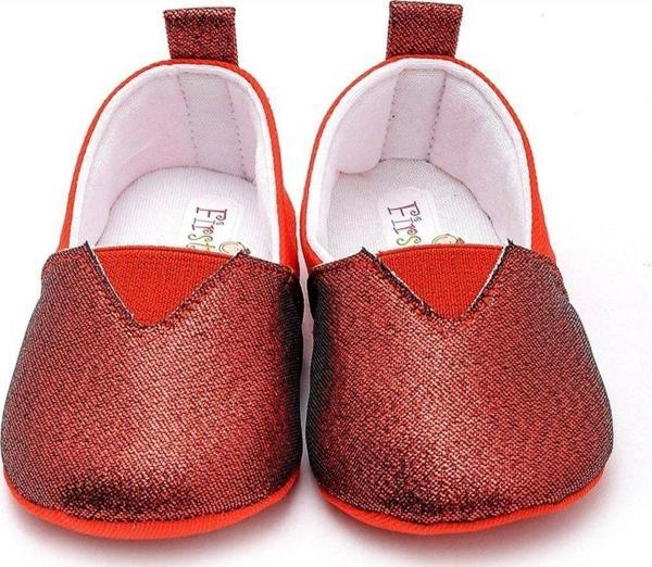 Bebek Patik Simli Kumaş Kırmızı - Image 1