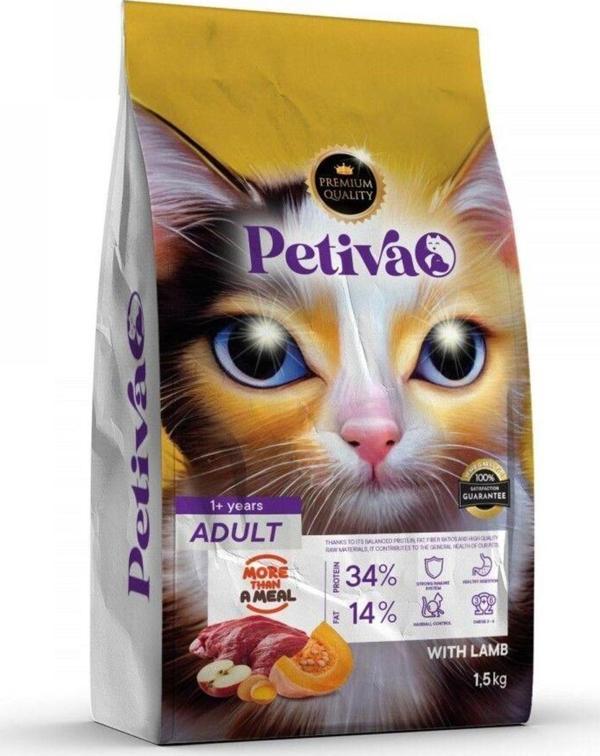 Petiva Yetişkin Kuzu Etli Kedi Maması 1,5 Kg - Image 1