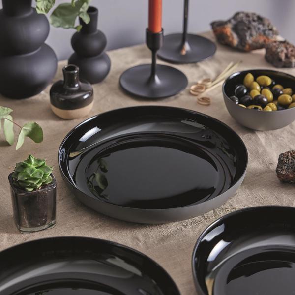 VICKY TEMPERLİ SİYAH&GRİ SERVİS TABAĞI 25 CM LUMİNARC - Image 1