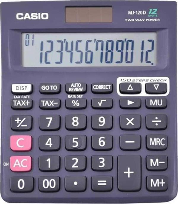Casio Mj-120D Plus İşlem Kontrollü Mavi 12 Hane Masa Üstü Hesap Makinesi - Image 1