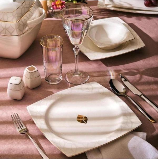 Emsan Yemek Takımı 60 Parça Fıne Bone Golden Leaf - Image 1