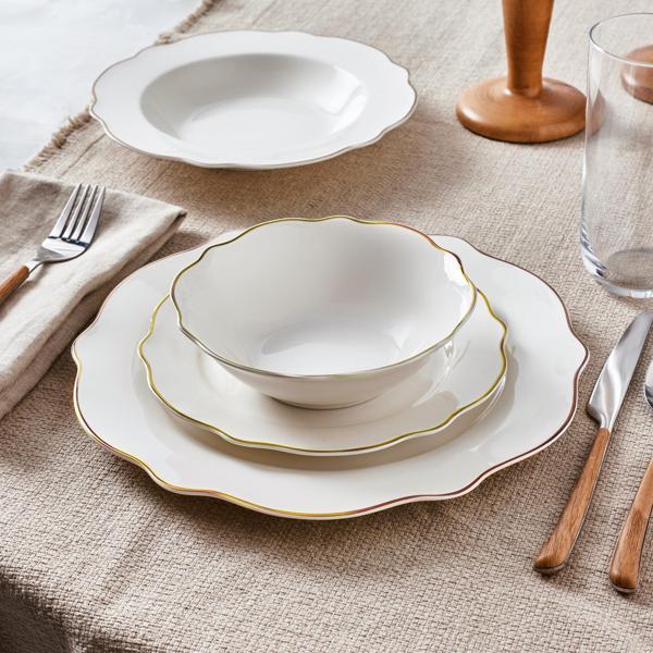 Karaca Almond Gold Line Porselen 24 Parça 6 Kişilik Yemek Takımı - Image 1