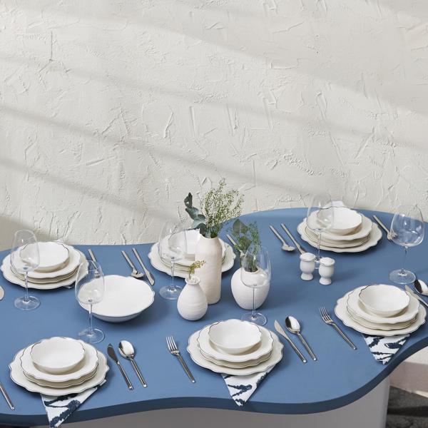 Karaca Daisy Wave Shape Kayıklı Porselen 27 Parça 6 Kişilik Yemek Takımı Platinium - Image 1