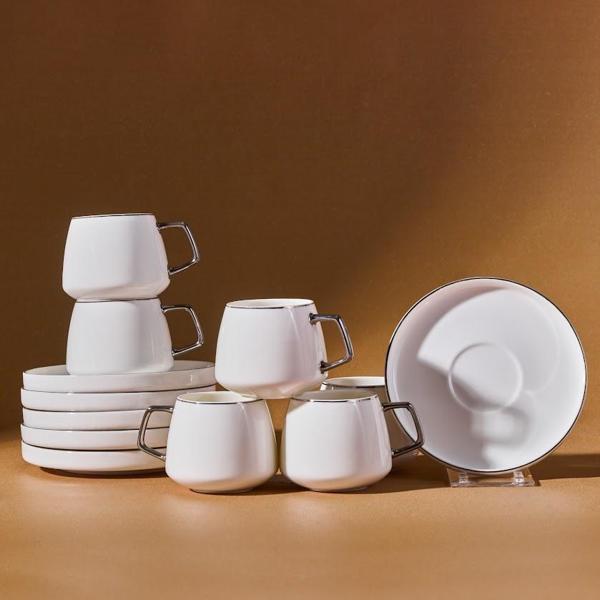 Karaca Streamline Saturn 6 Kişilik Kahve Fincanı Takımı 100 ml Platin - Image 1