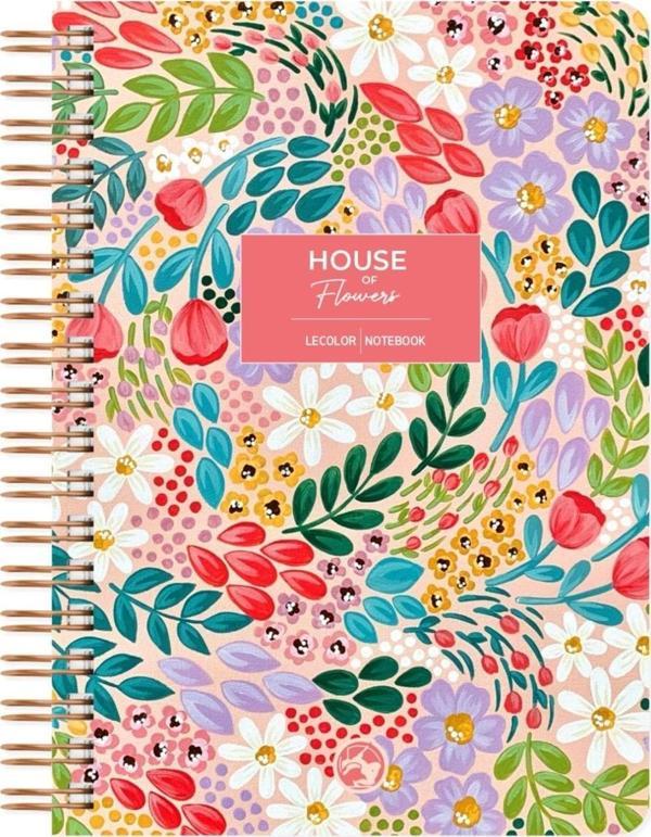 Botanical Spiralli Defter Kareli Kırmızı 17x24 cm - Image 1