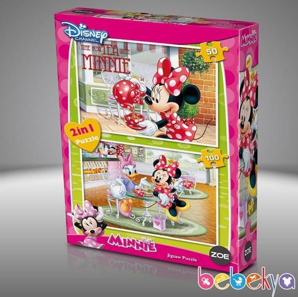 Zoe Disney Minnie Mouse ve Daisy Puzzle 2 Adet Yapboz 50 Parçalı ve 100 Parçalı Yapboz - Image 1