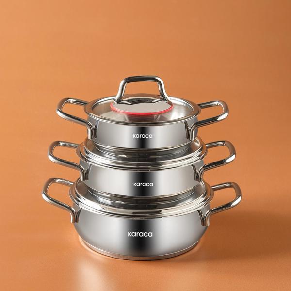 Karaca Emirgan İndüksiyon Tabanlı 6 Parça Çelik Sahan Set - Image 1