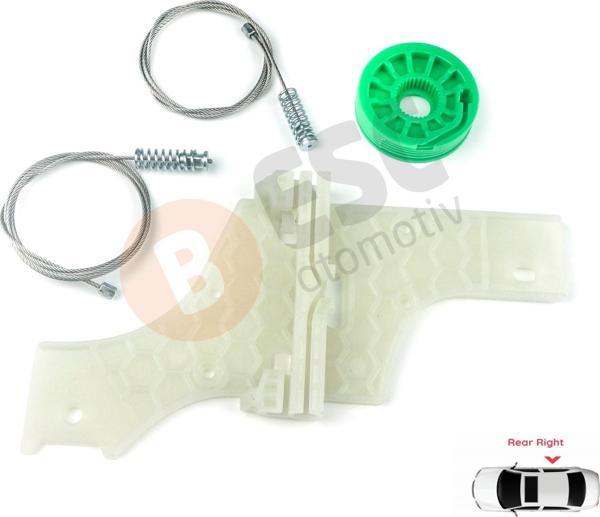 Peugeot 508 2010-On İçin Arka Sağ Cam Kriko Tamir Seti - Image 1