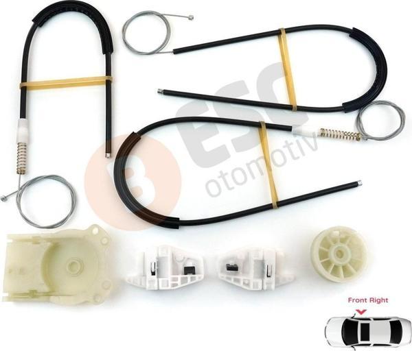 Renault Megane MK2 2002-2008 4/5 Kapı 8201010925 İçin Ön Sağ Kapı Cam Kriko Tamir Seti - Image 1